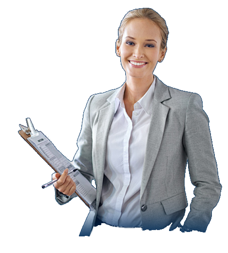 International educator holding a clipboard